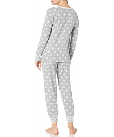 Women's Sleepwear Vintage Thermal Loose Fit Henley Pajama Set - Grey Snowflake - C9185KXGN2U $60.89 Sets