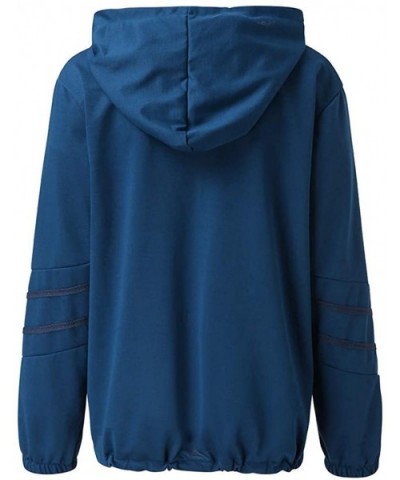 Women Casual Hooded Sweatshirt Long Sleeve Loose Fit Hoodies Knitted Sweater Pullover Tops Shirts - Blue - CF18YCTHNMA $22.48...