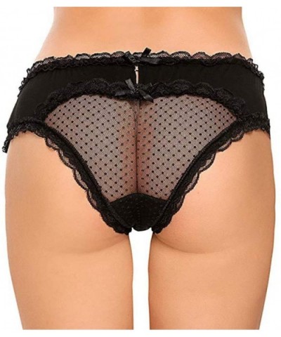 Women Sexy Lace Lingerie G-String Briefs Underwear Panties Bow T-String Thongs(Black-XX-Large) - Black - CS192AYG7HD $17.47 G...