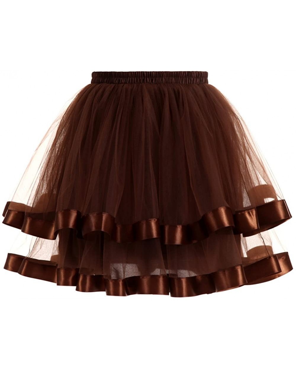 Women 1950s Petticoat Skirts Tutu Crinoline Underskirt Slips Underskirt - Brown - CY18U9592EK $31.35 Slips