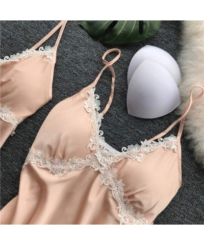 Women Lingerie Sexy Lace Nightwear Underwear Babydoll Sleepwear Dress 5 Piece Set Suit Beige - CJ193E8T432 $38.46 Shapewear