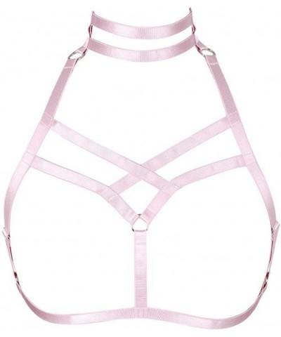 Female Body Harness Bra cage Carnival Photography Soft Elasticity Punk Gothic Size Adjustable Belt - Pink - CB18ZEILU79 $18.8...