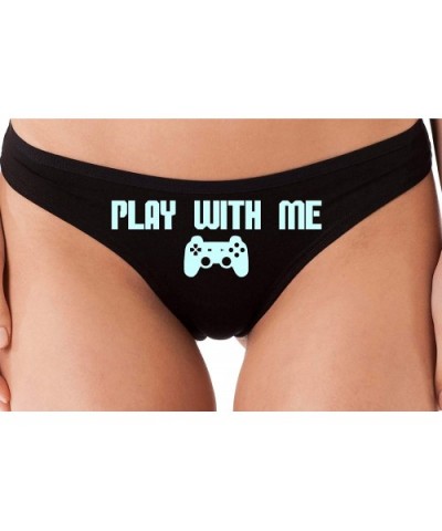 Play with Me Video Game Sexy Flirt Gamer Girl Black Thong DDLG - Baby Blue - C718M8GD0K0 $22.79 Panties