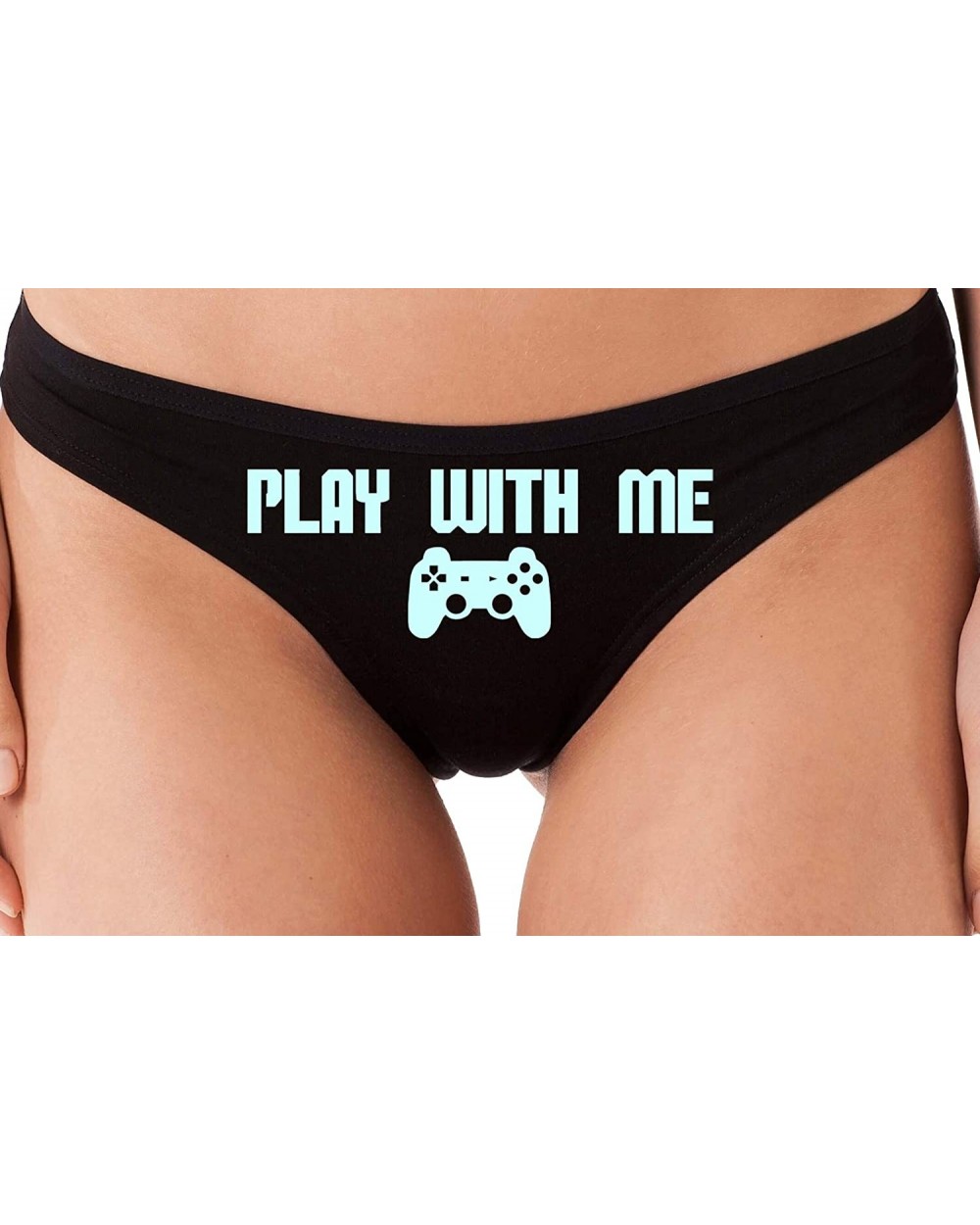 Play with Me Video Game Sexy Flirt Gamer Girl Black Thong DDLG - Baby Blue - C718M8GD0K0 $22.79 Panties