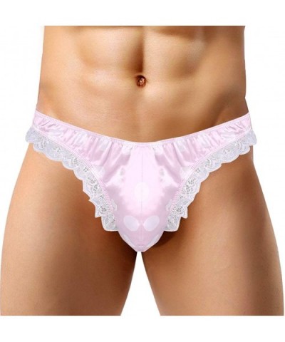 Mens Stain Ruffle Frilly Crossdress Bikini Briefs Sissy Pouch Polka Dots G-String Thongs Underwear - Pink - CL19DC7X5QL $20.9...