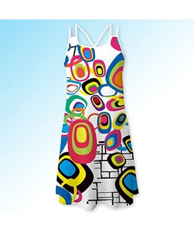 Womens Summer Sleeveless Mini A Line Beach Sundress Vintage 3D Floral Print Tank Top Dress Chaofanjiancai White02 - CB18OAEQU...