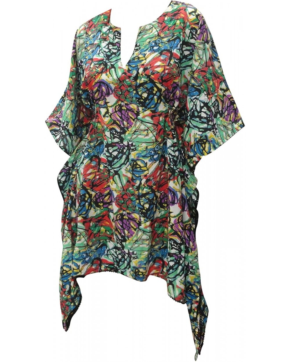 Dress Beachwear Boho Bikini Cover up Top Tunic Caftans Womens Tie Dye Drawsting - Green_v248 - C711DWT3RAH $29.46 Nightgowns ...