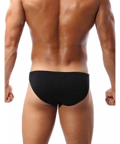 Men's Bulge Pouch Low Rise Cotton Bikinis Briefs Underwear Soft Breathable Underpant - 3 Pack Black- Black- Black - CH193XKQZ...