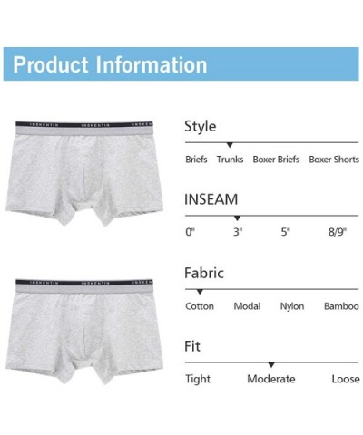 Men's 3 Pack Low Rise Cotton Trunks Slim Fit Contour Pouch Sexy Underwear - F8030 Multi-color - C518R3OMGN0 $41.49 Trunks