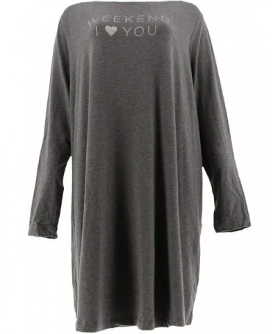 Loungewear Knit T-Shirt Sleep Dress A296885 - Hthr Char Wkend - CM195D63UET $26.25 Nightgowns & Sleepshirts