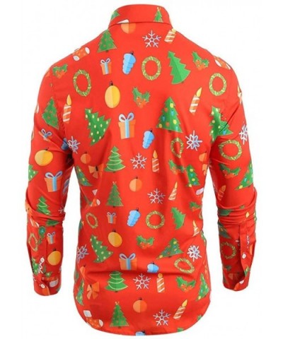 Men's Long Sleeve Santa Floral Shirt Novelty Xmas Fancy Blouse Top - Orange - C518ZTO70Y8 $22.39 Shapewear