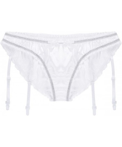 Men's Sissy Pouch Panties Sexy Mooning Bikini Briefs Satin Ruffled Girlie Underwear - White - C518EGHAM73 $23.25 Briefs