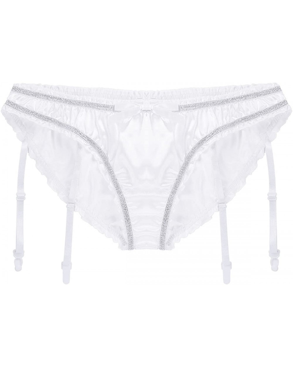 Men's Sissy Pouch Panties Sexy Mooning Bikini Briefs Satin Ruffled Girlie Underwear - White - C518EGHAM73 $23.25 Briefs