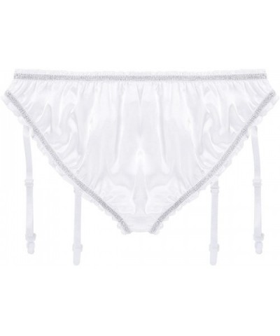 Men's Sissy Pouch Panties Sexy Mooning Bikini Briefs Satin Ruffled Girlie Underwear - White - C518EGHAM73 $23.25 Briefs