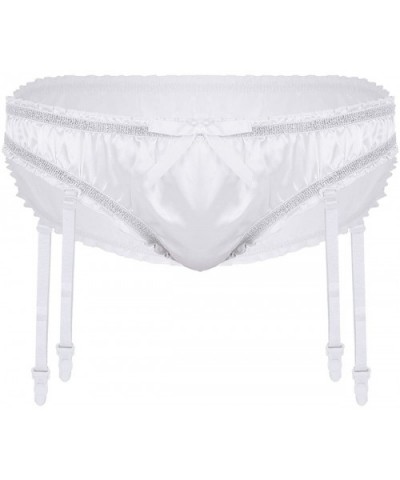 Men's Sissy Pouch Panties Sexy Mooning Bikini Briefs Satin Ruffled Girlie Underwear - White - C518EGHAM73 $23.25 Briefs