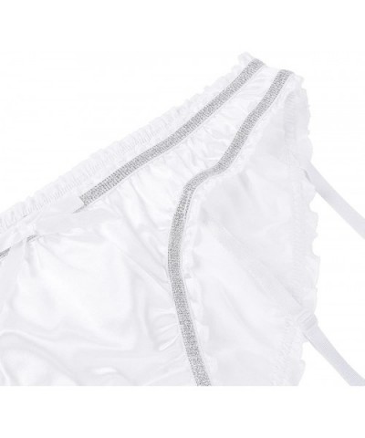 Men's Sissy Pouch Panties Sexy Mooning Bikini Briefs Satin Ruffled Girlie Underwear - White - C518EGHAM73 $23.25 Briefs