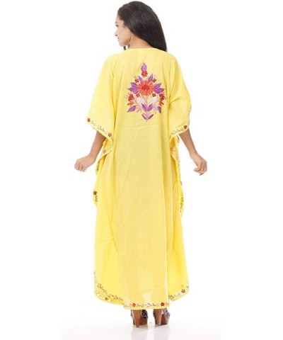 Cotton Kashmiri Kaftan Aari Work Caftan Dress Beach Cover Up - K-qkz - CY18MH98SZX $56.30 Nightgowns & Sleepshirts