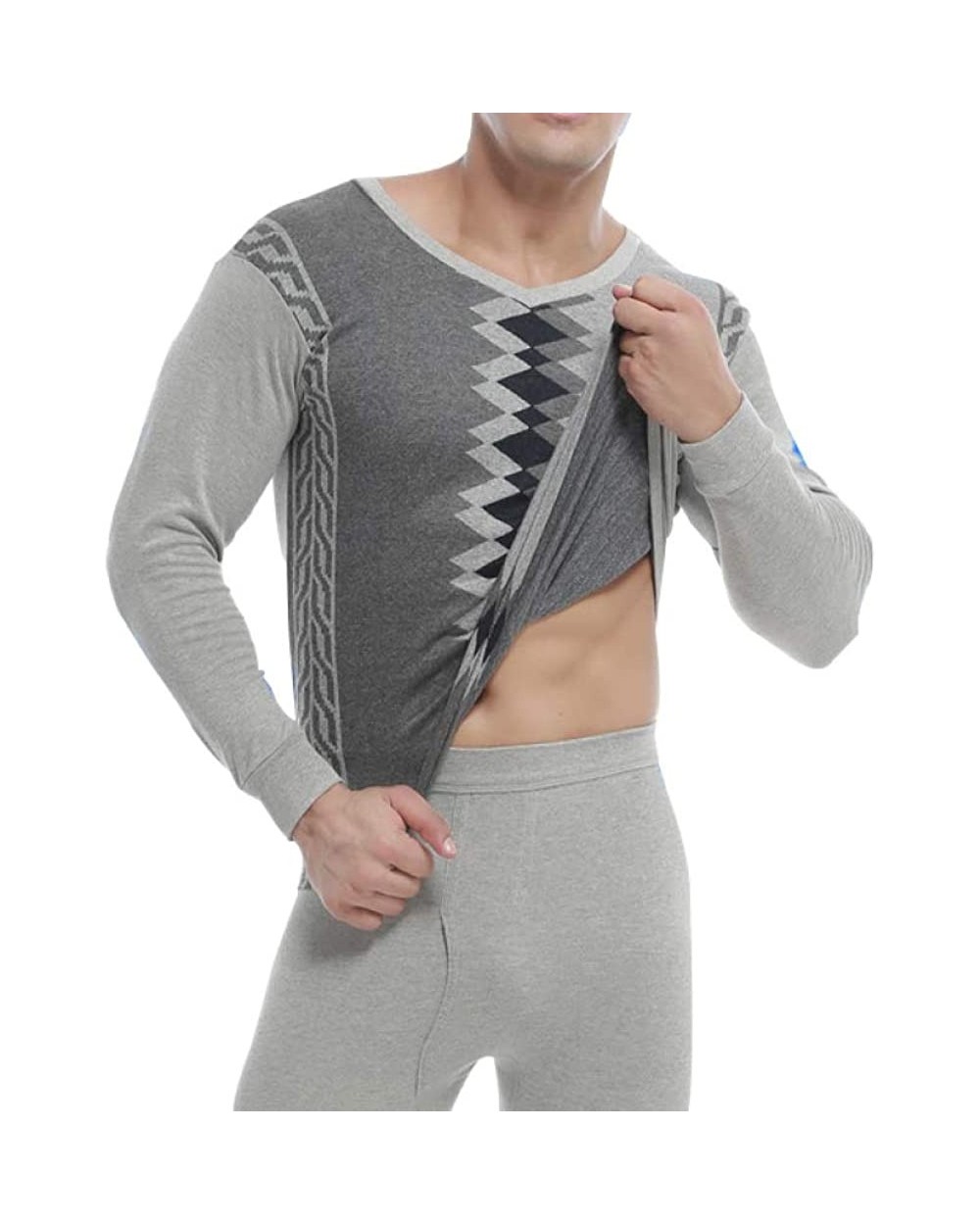 Thermal Underwear for Men V-Neck Long Johns Set Ultra Soft Top and Bottom Base Layer - Color4 - CD192O2D3LK $52.54 Thermal Un...