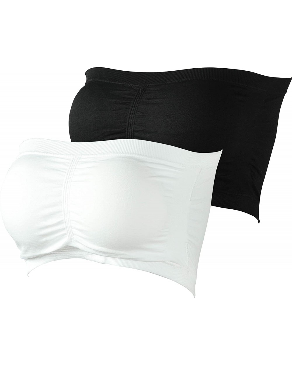 Women Strapless Bandeau Bra Seamless Wirefree Padded Bralette Tube Bra S-XXXL 2 Packs - White+black - CN18S3KH4GG $24.24 Bras