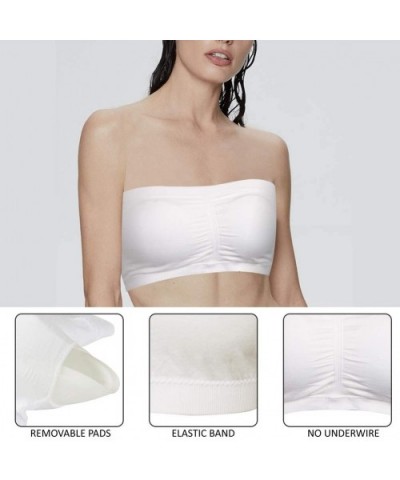 Women Strapless Bandeau Bra Seamless Wirefree Padded Bralette Tube Bra S-XXXL 2 Packs - White+black - CN18S3KH4GG $24.24 Bras