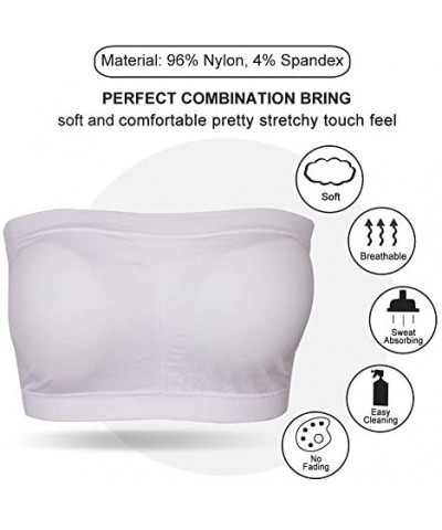 Women Strapless Bandeau Bra Seamless Wirefree Padded Bralette Tube Bra S-XXXL 2 Packs - White+black - CN18S3KH4GG $24.24 Bras