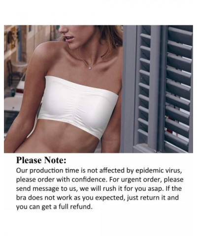 Women Strapless Bandeau Bra Seamless Wirefree Padded Bralette Tube Bra S-XXXL 2 Packs - White+black - CN18S3KH4GG $24.24 Bras