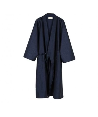 Lightweight Cotton Robe Plus Size Kimono Sleepwear Bathrobe Nightgown Men Women - Dark Blue - C918I30267D $43.30 Robes