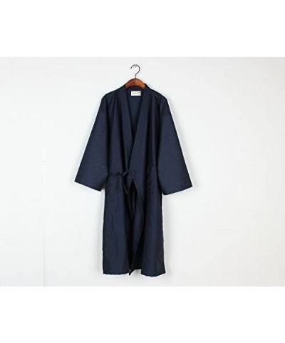 Lightweight Cotton Robe Plus Size Kimono Sleepwear Bathrobe Nightgown Men Women - Dark Blue - C918I30267D $43.30 Robes