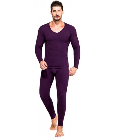 Men's Modal Cotton Long Johns Set- V-Neck Thermal Underwear Long Sleeve Base Layer - Dark Gray - CD18AE5ZAXT $34.73 Thermal U...