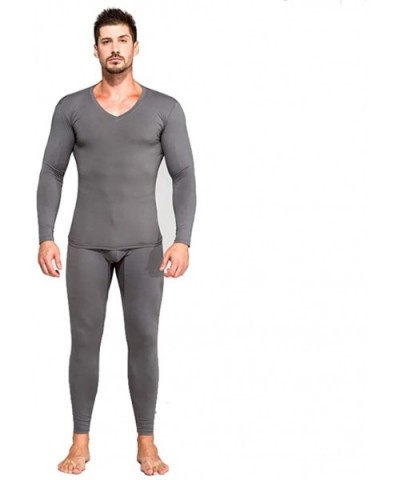 Men's Modal Cotton Long Johns Set- V-Neck Thermal Underwear Long Sleeve Base Layer - Dark Gray - CD18AE5ZAXT $34.73 Thermal U...