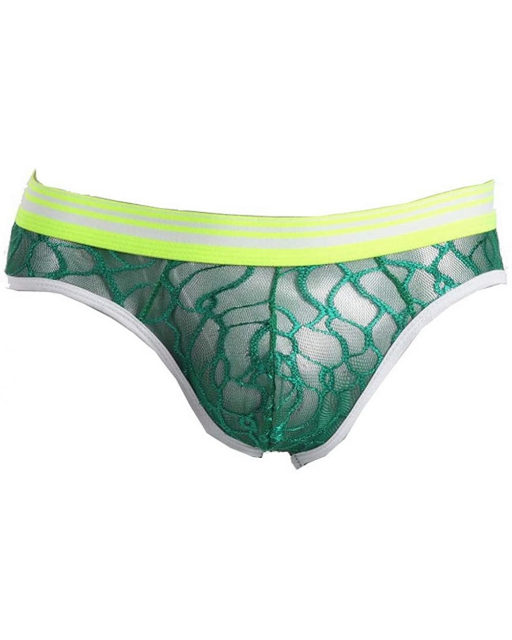 Men's Briefs Mesh Translucent U Convex Back Hollow Underwear - Green - CZ199AKXZEI $13.68 Briefs