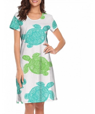 Cotton Nightgowns for Women I Just Like Sea Turtles Cartoon Tee Nightshirt Short Sleeve - Sea Turtle Drawing - C319D8O0HDY $5...