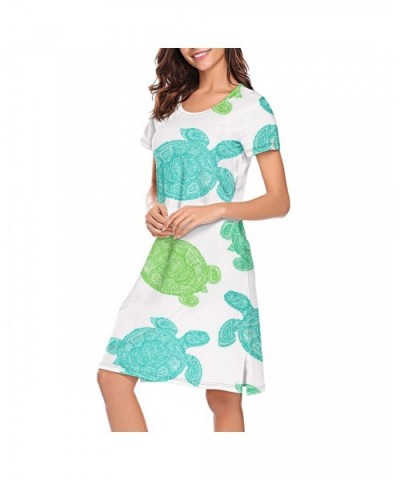 Cotton Nightgowns for Women I Just Like Sea Turtles Cartoon Tee Nightshirt Short Sleeve - Sea Turtle Drawing - C319D8O0HDY $5...