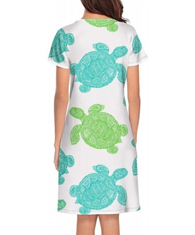 Cotton Nightgowns for Women I Just Like Sea Turtles Cartoon Tee Nightshirt Short Sleeve - Sea Turtle Drawing - C319D8O0HDY $5...