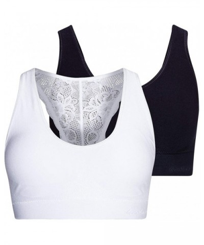 Womens Bra Seamless Lace Racerback Wire Free 2 Pack Bras for Women - White/Black - CN18YTMWGZN $15.80 Bras