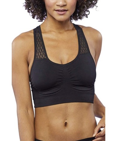 Women's Lele Sexy Padded Bra Comfortable Breathable Wirefree Seamless Lace Inserts - Black - CK18CSO9OKQ $74.89 Bras