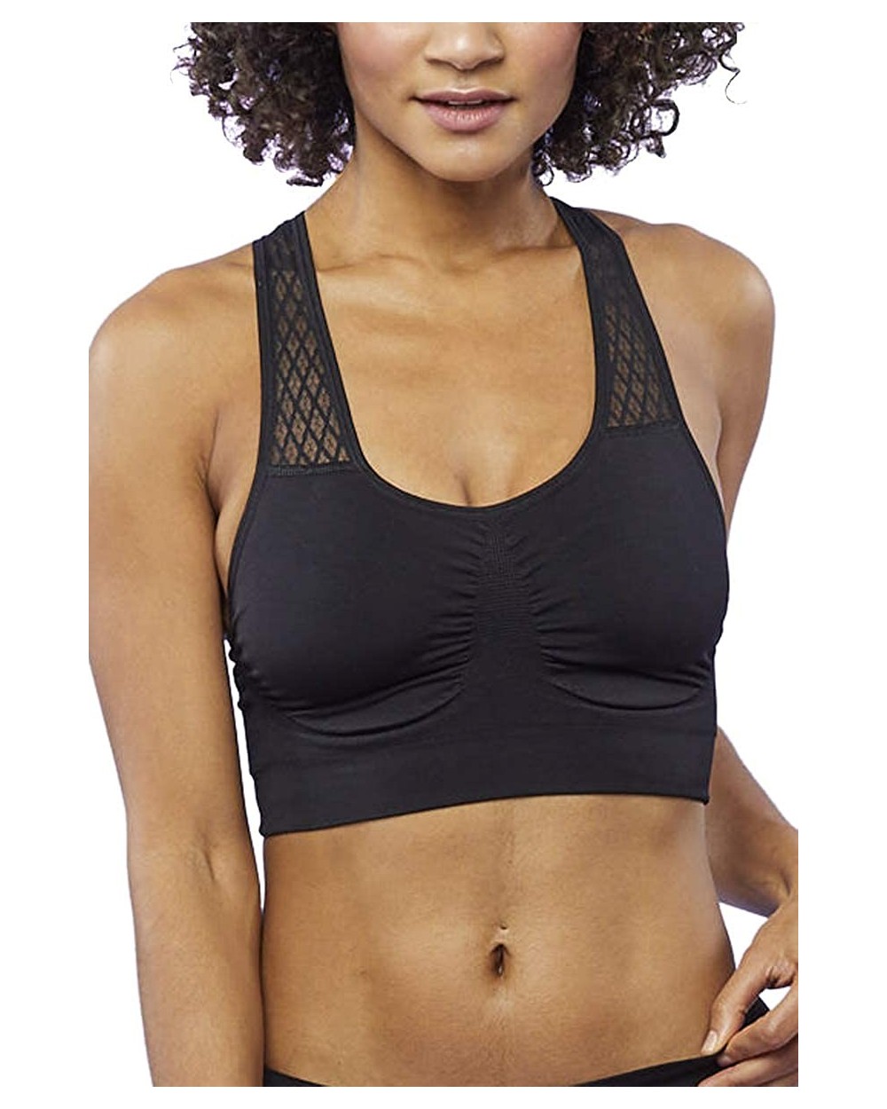 Women's Lele Sexy Padded Bra Comfortable Breathable Wirefree Seamless Lace Inserts - Black - CK18CSO9OKQ $74.89 Bras