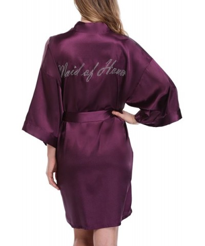 Women's Bride Bridesmaid Robes Short Kimono Robe Dressing Gown for Wedding - Purple-maid of Honor - C5189TSI00W $13.41 Robes