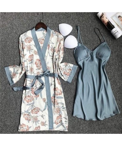 Bridal Party Gifts- Bridesmaid Gifts-Sexy Female Sleepwear Satin Robe Set Summer Kimono Bathrobe Elegant Style Wedding Partie...