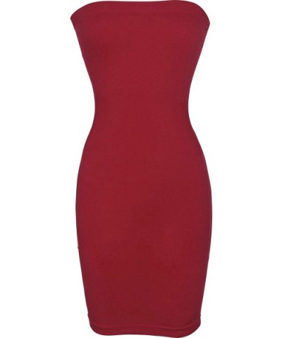 Seamless Smoother Tube Slip Dress - Burgundy - C418I4O5SA5 $16.41 Shapewear