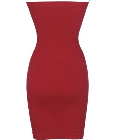 Seamless Smoother Tube Slip Dress - Burgundy - C418I4O5SA5 $16.41 Shapewear