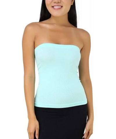 Women's Sexy Sleek & Slimming Layering Bandeau Strapless Tube Top - Aqua - CO18XDYY7GO $16.68 Camisoles & Tanks