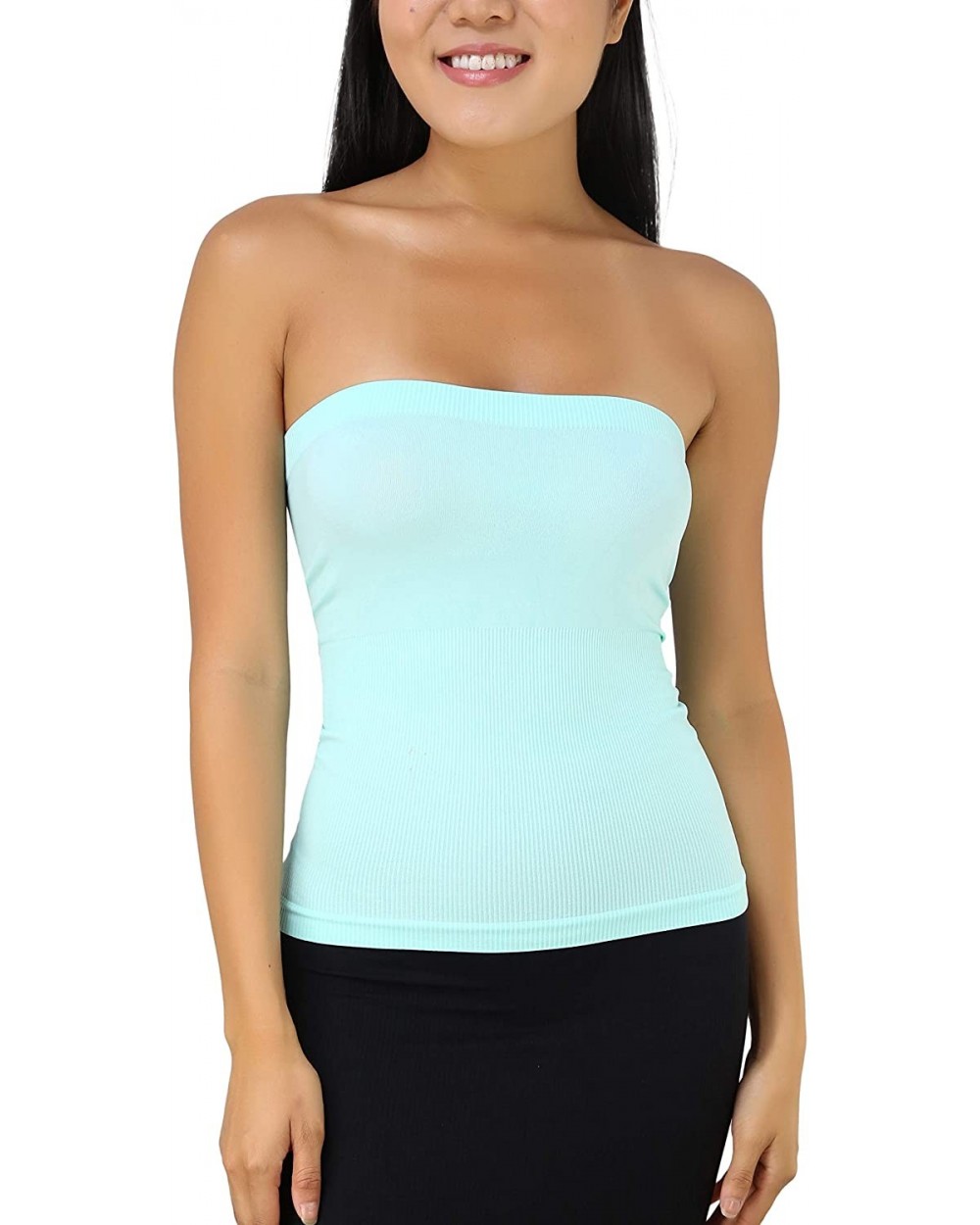 Women's Sexy Sleek & Slimming Layering Bandeau Strapless Tube Top - Aqua - CO18XDYY7GO $16.68 Camisoles & Tanks