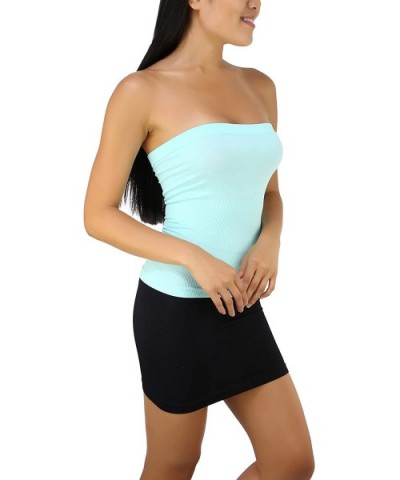 Women's Sexy Sleek & Slimming Layering Bandeau Strapless Tube Top - Aqua - CO18XDYY7GO $16.68 Camisoles & Tanks