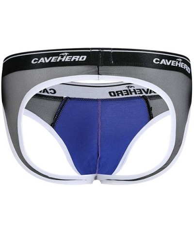 Mens Modal Jockstrap Elastic G-string Thong Underwear - Blue - CS18G3GOSKR $16.10 G-Strings & Thongs