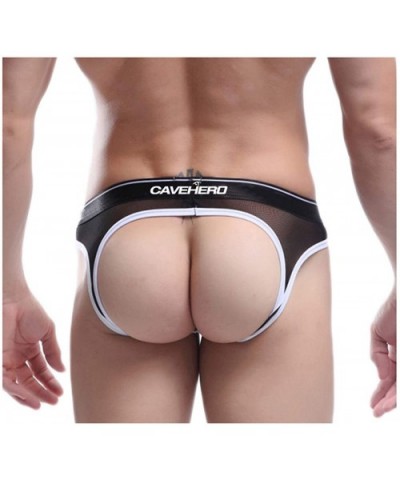 Mens Modal Jockstrap Elastic G-string Thong Underwear - Blue - CS18G3GOSKR $16.10 G-Strings & Thongs