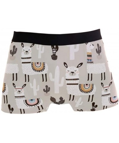 Men's Fashion Pattern Waistband Boxer Brief Stretch Swimming Trunk - Llama - CU1947SUD6C $24.73 Boxer Briefs