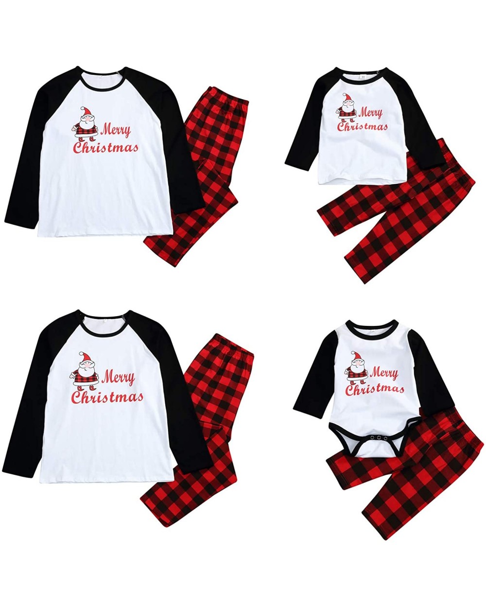 Family Matching 2 PCS Santa Claus Print Christmas Pajamas Sets Merry Christmas Classic Plaid Xmas Pajama Set Infants' - CG18L...