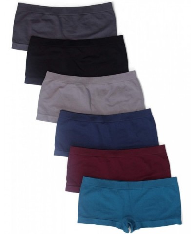 6 Pack Women's Nylon Spandex Boyshort Panties - Winter - CC1860ACEKT $40.77 Panties