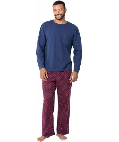 Pajamas for Men Cotton - Mens Pajama Sets - Burgundy - CP18GCL34EA $77.64 Sleep Sets